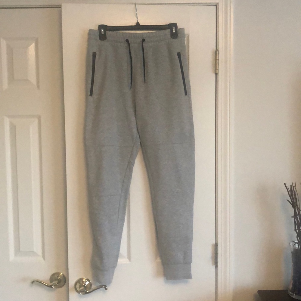 Mens H&M Grey Joggers with Black Zippers (Size Small)